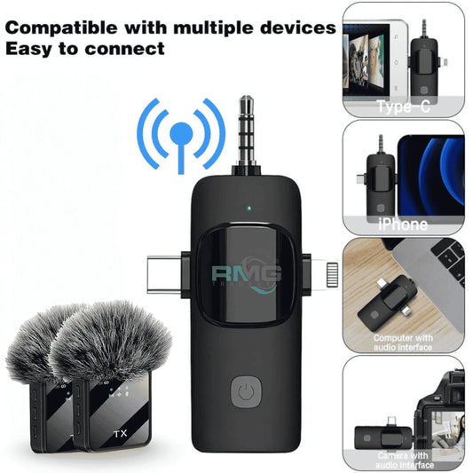 F11-2 3 in 1 Wireless Microphone - For Mobile Phone Video Recording, Vlogging, and for Studio Use